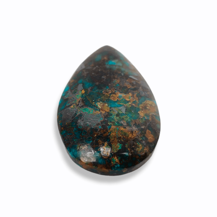 drop shaped Master Cabochon made from chrysocolla water and wine