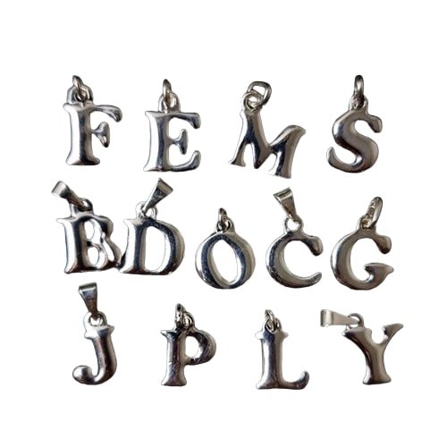Silver letter pendants