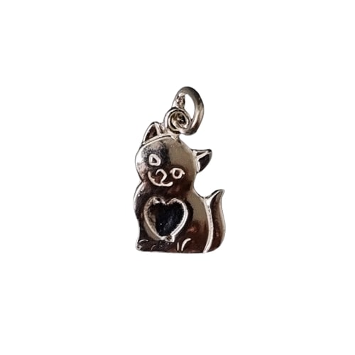Cat Silver Charm