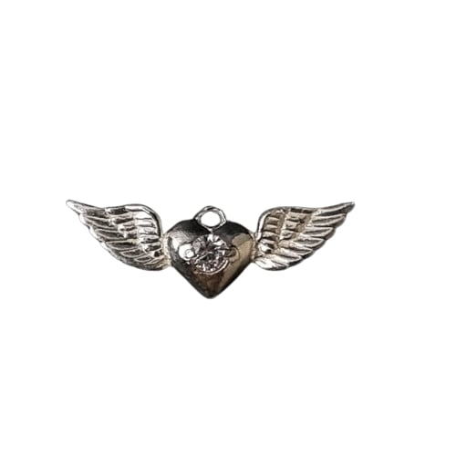 Heart with angel Wings silver pendant