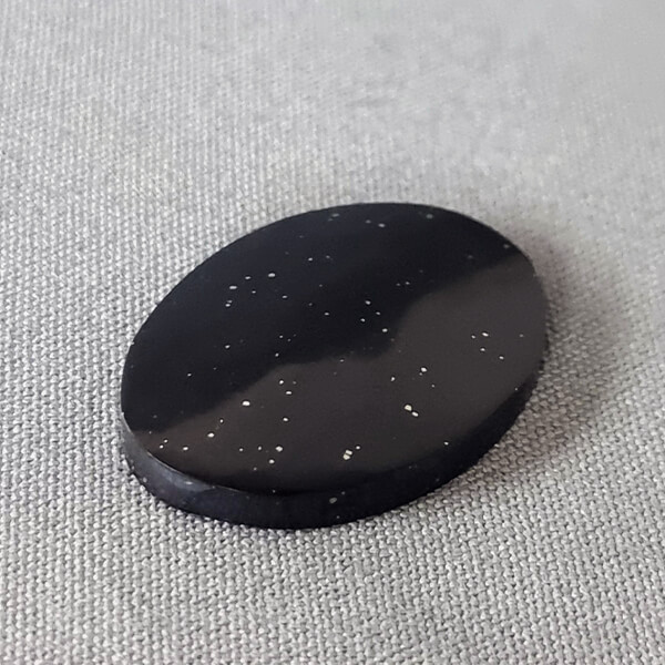 High quality Black Jade Cabochon with pyrite flecks