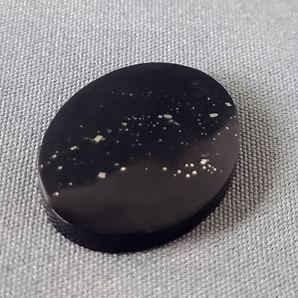 Top-quality Black jade Cabochon with high concentration of Pyrite