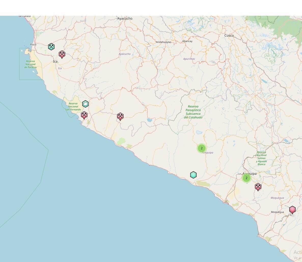 Atacamite crystal finds map