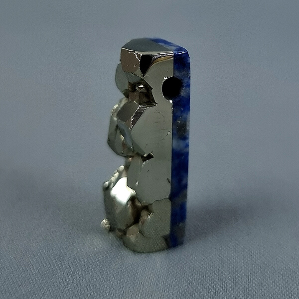 Pyrite Crystal Cluster pendant reinforced by lapis lazuli backing