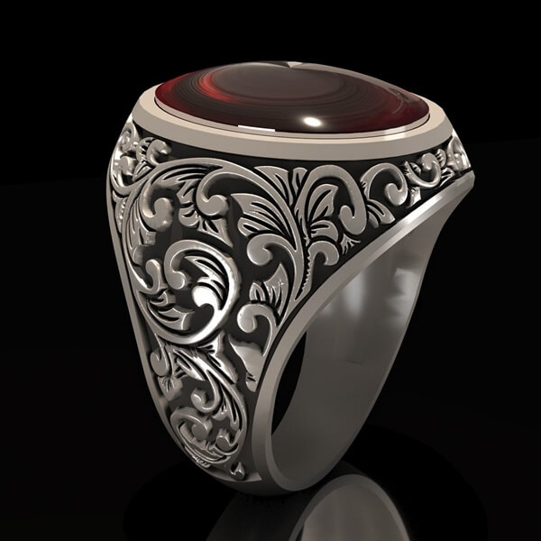 Mens Signet Ring floral silver ring Gemrock