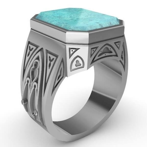 Mens Signet Ring "Cathedral" silver ring Gemrock